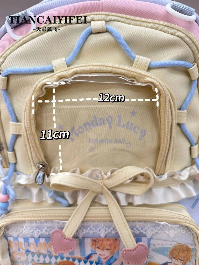 School Bag Ita Bag Young Girl School Backpacks Girl Ins Sweet Japanese Backpack Y2K Transparent Display Bag Large Backpack