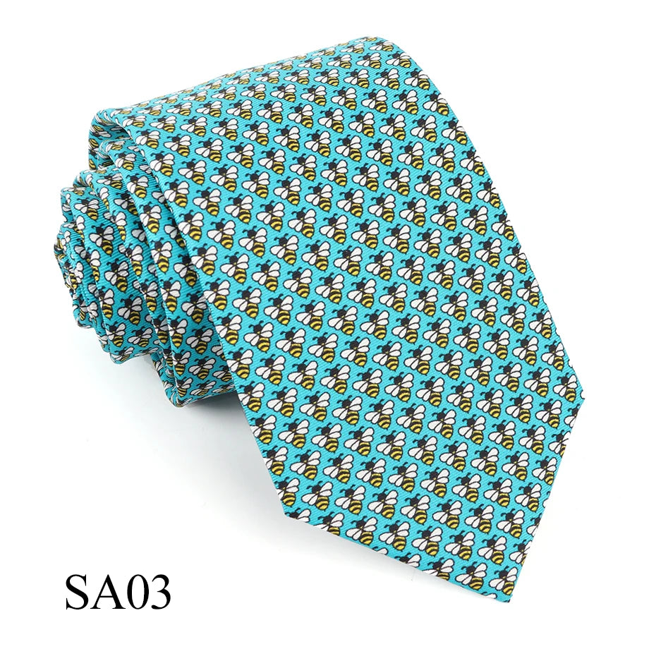 Tailor Smith 100% Silk Ties For Men Fashion Necktie With Bee butterfly sailboat  Animal Pattern Tie Father's Day Birthday Holida