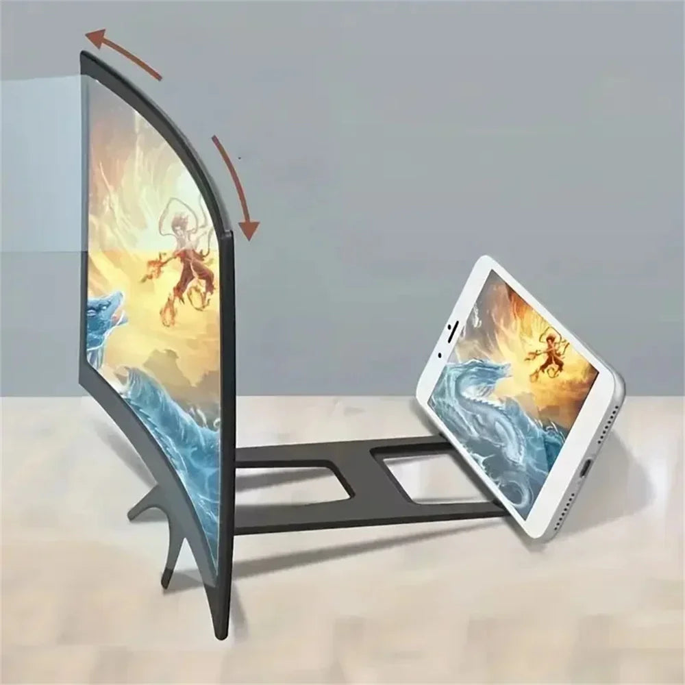 12 Inch/Phone Screen 3D HD Magnifier Movie Video Amplifier Holder Enlarger Screen Smart Phone Magnifying Curved Screen