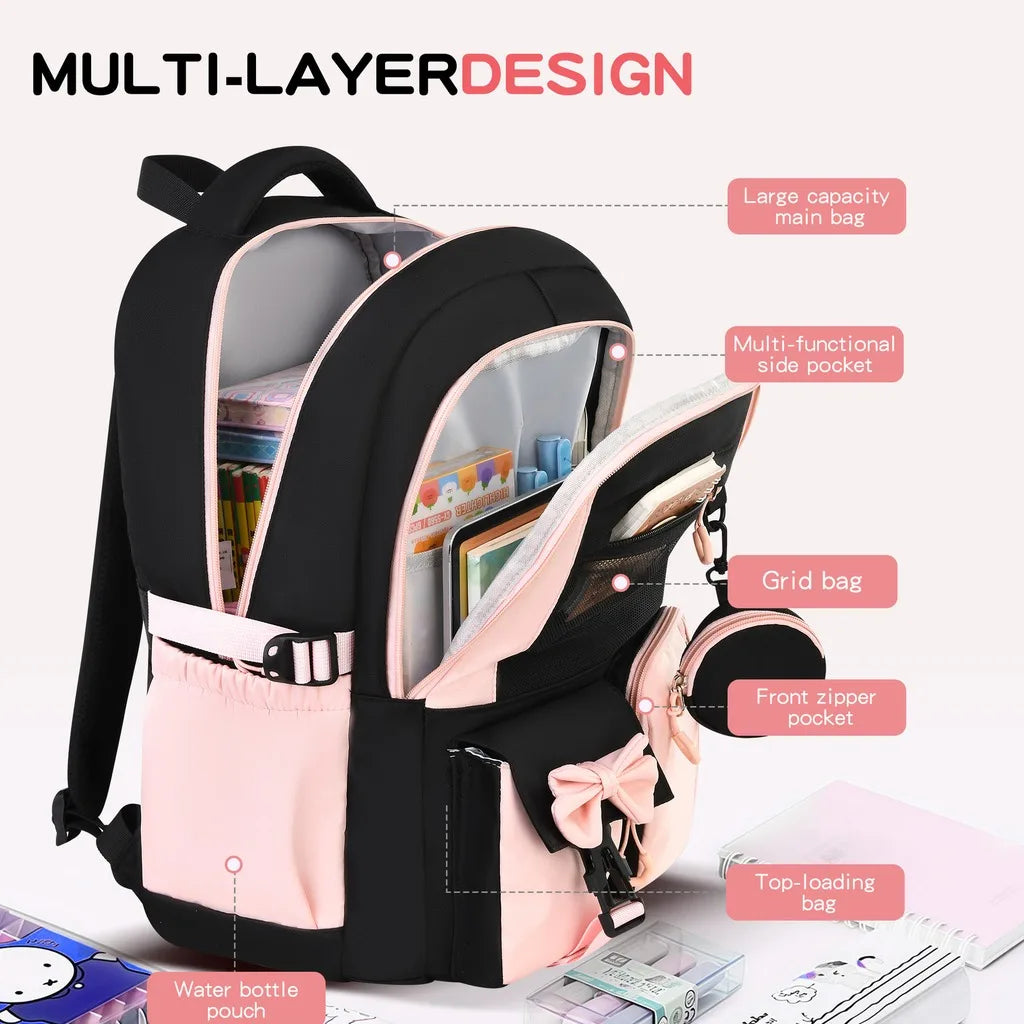 School Bags Ergonomic 3 Piece School Bag Set Pencil Pouch Large Capacity School Backpack For Campus Study After-School Short