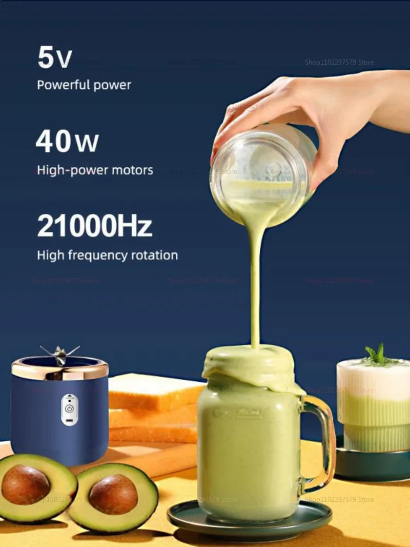 400ML Portable Electric Blender 40W USB Rechargeable Cordless Juicer High Powerful Juicer Cup For Smoothie Milkshake Juice Food