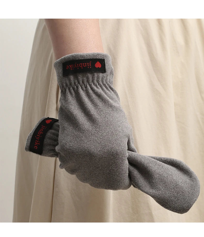 Mittens male warm cycling driving cold students windproof elastic winter thin velvet lovers all refer to female Half round glove