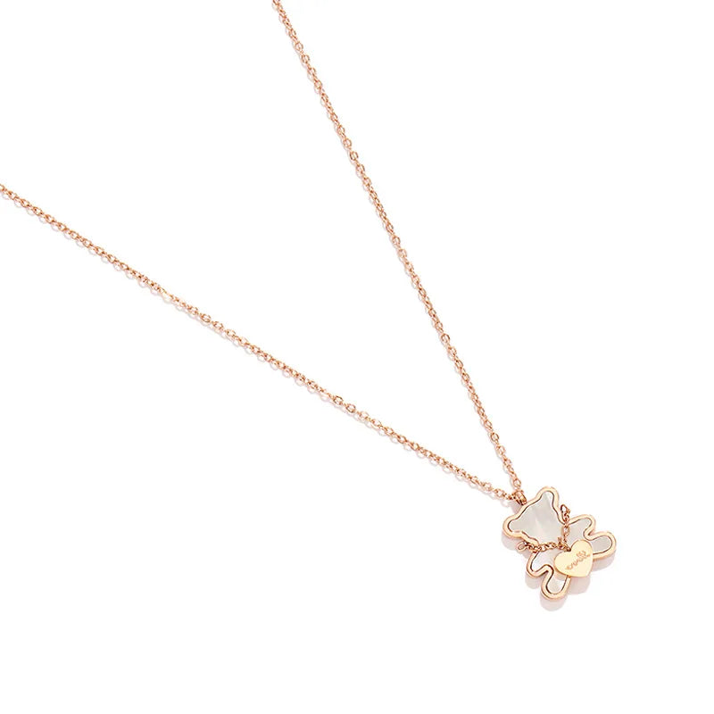 Cute Bear Necklace For Women's Neck Chain Choker Stainless Steel Jewelry Accessories Fashion Jewelry