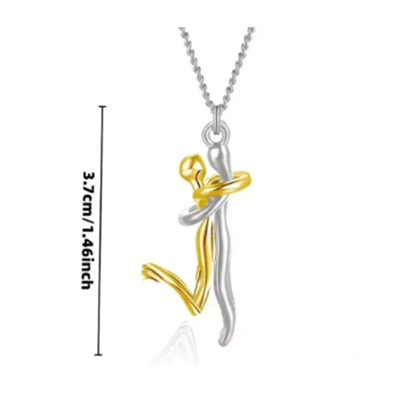 New Creative Couple Embrace Necklace Women's Fashion Collarbone Chain Passionate Couple Necklace Decoration Gift