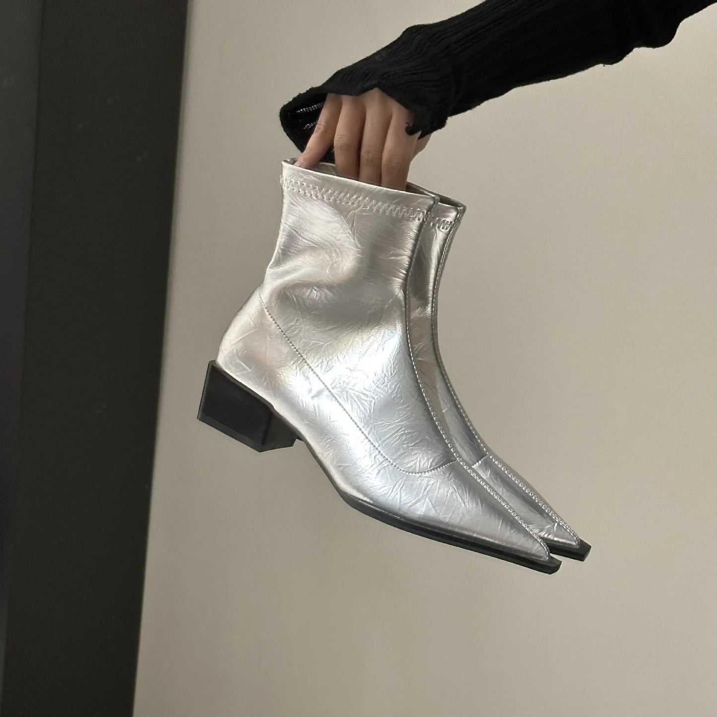 Autumn Women Ankle Boots Shoes Fashion Pointed Toe Ladies Short Boot Square Low Heel Casual Winter Women's Footwear 2024