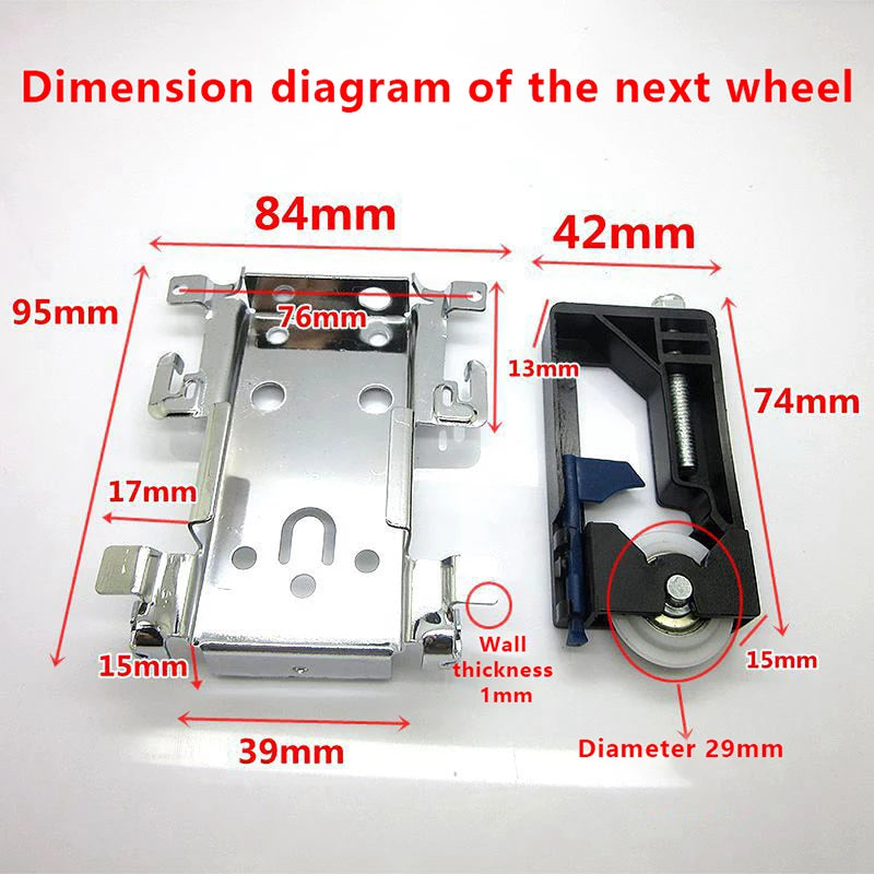 1pc Cabinet Sliding Wardrobe Door Part Top/bottom Down Wheels/Runner/Guides Kit Side-mounted Hanging Sliding Pulley Open Wheel