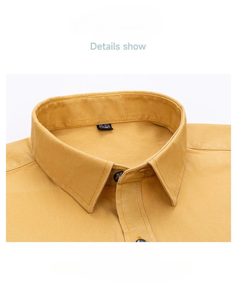 Luxury cotton single pocket long-sleeve shirts for men Smart Casual business regular fit shirt designer vintage black clothes