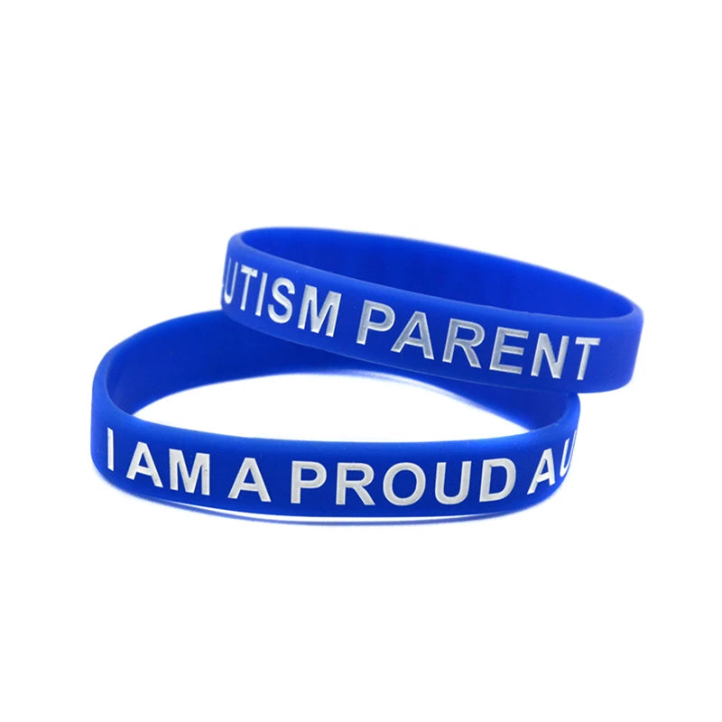 1 PC Autism Awareness Motivational Silicone Bracelet Blue Rubber Bangle I Am A Proud Autism Parent Wristband