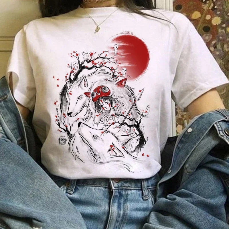 Japanese Anime T Shirts Women T-shirts Harajuku Ullzang T-shirt Cartoon Aesthetic Vintage Shirts for girls 90s Top Tees
