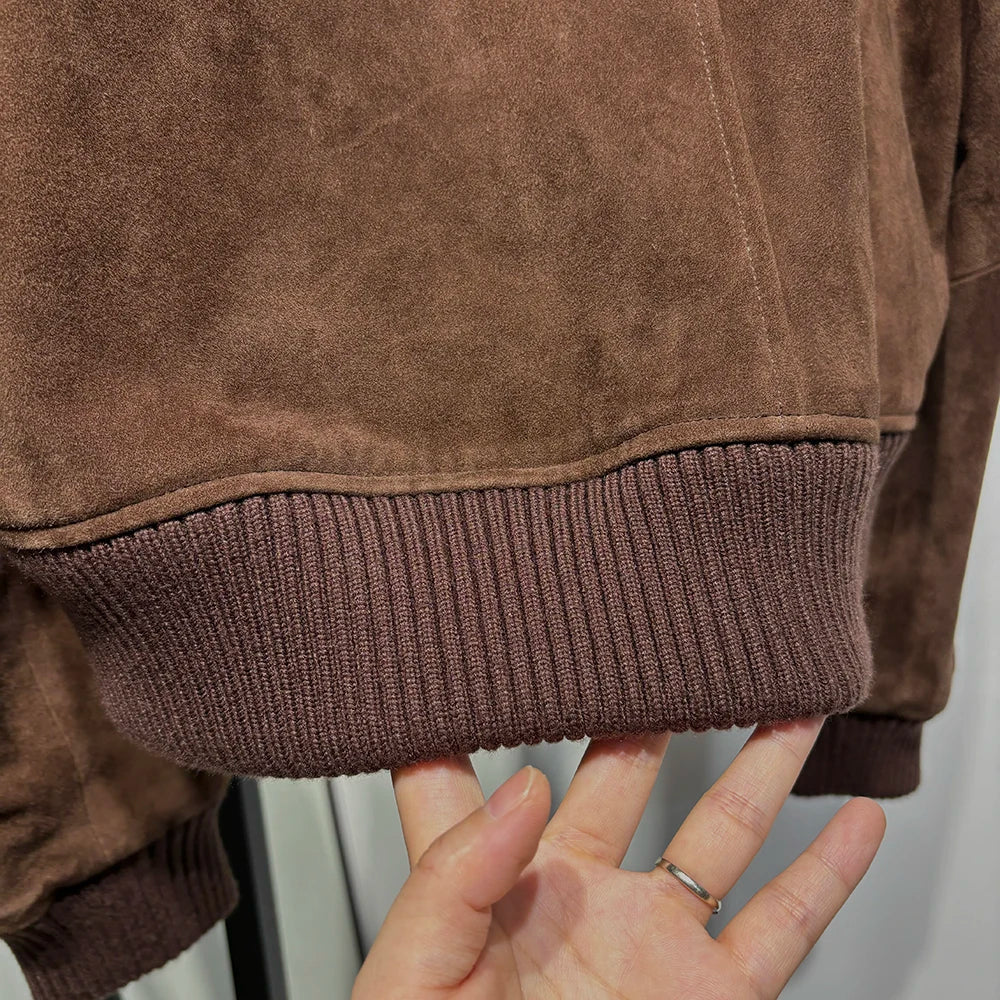 YOLOAgain Real Leather Jacket Women Oversized Suede Bomber Coat 2024 Autumn