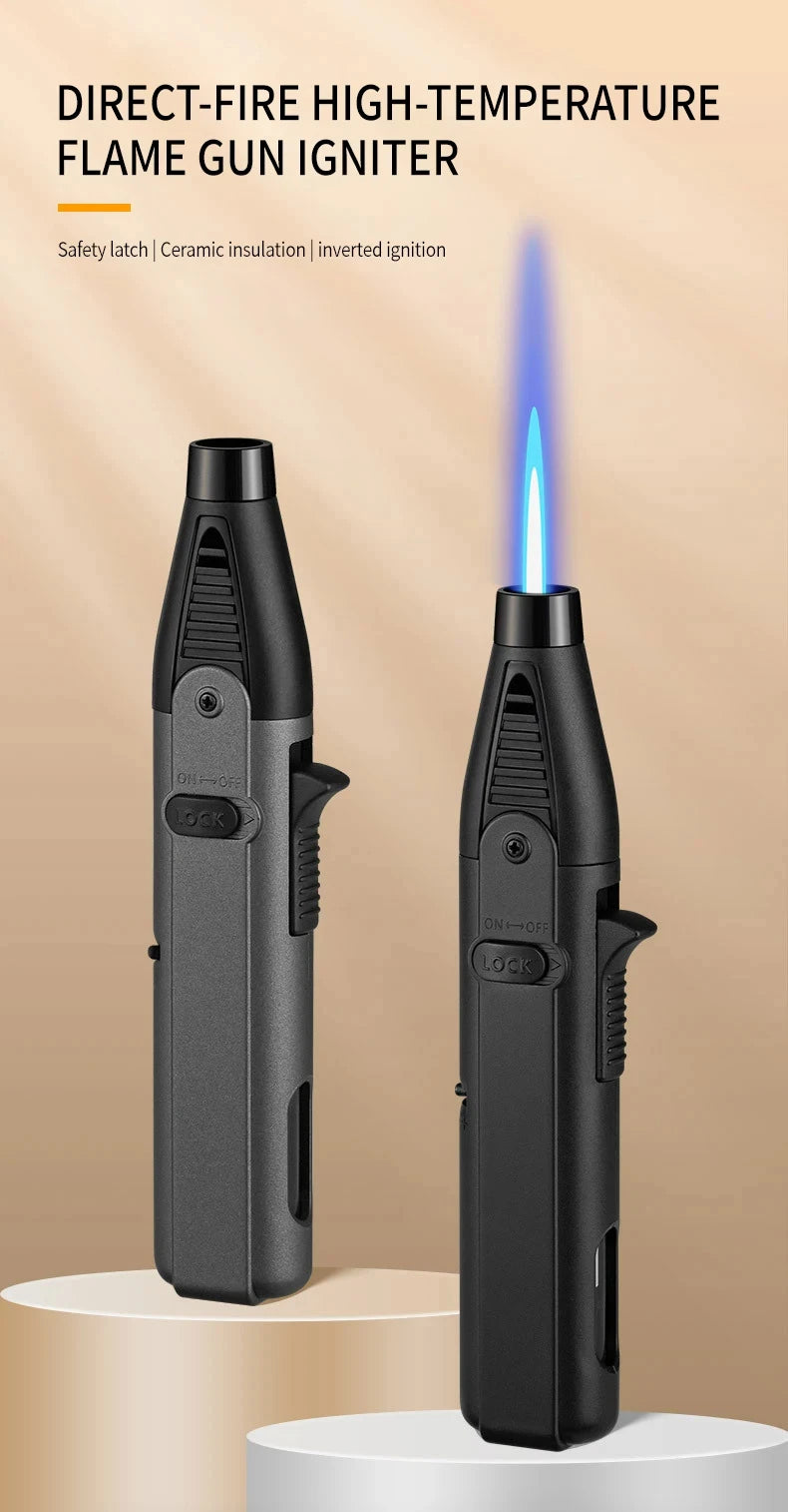 1300℃ Jet Flame Gas Lighter 360 Degree Inverted Turbo Torch Lighter Refillable Butane Kitchen BBQ Ignition Gun Windproof Lighter
