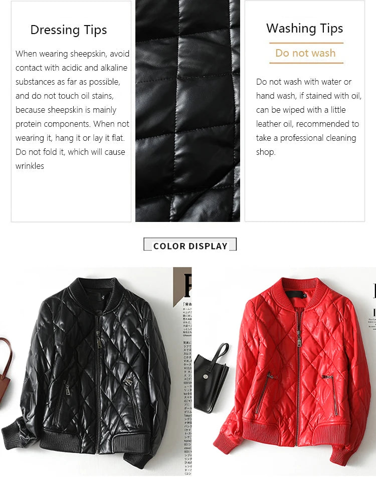 Julypalette 90% White Duck Down Real Sheepskin Jackets Black Casual Women Winter Zipper Lambskin Leather Warm Coats Size M-5XL