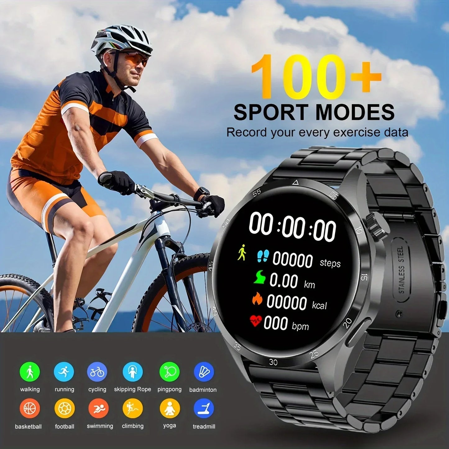 2025 New Men Watch 4 Pro 1.43 inch 360*360 AMOLED HD Screen Bluetooth Call Health Monitoring Men Watch Men For Android IOS clock