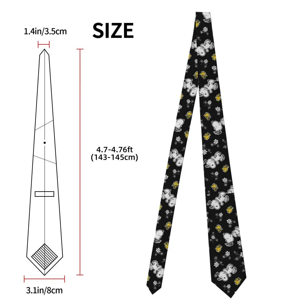 Snoopys & Woodstock Smile Giggle Laugh Neckties Silk 8 cm Neck Tie for Mens Shirt Accessories Cravat Wedding Accessories Office