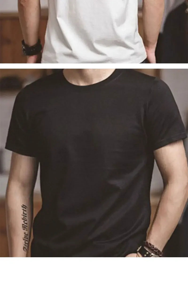 Men Women 100% Cotton  T-shirt Solid Color Trend Leisure Short Sleeve Black White Gray High Quality Heavy Fabric Loose T Shirt