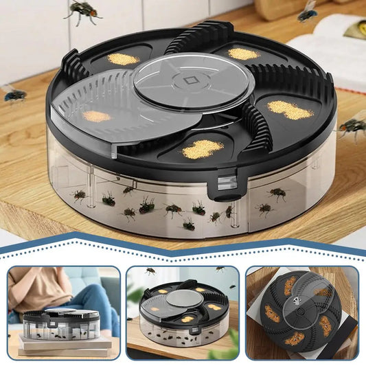 Quiet Electric Fly Trap Indoor Flying Insect Catcher USB Powered Bug Collector with Transparent Storage Box
