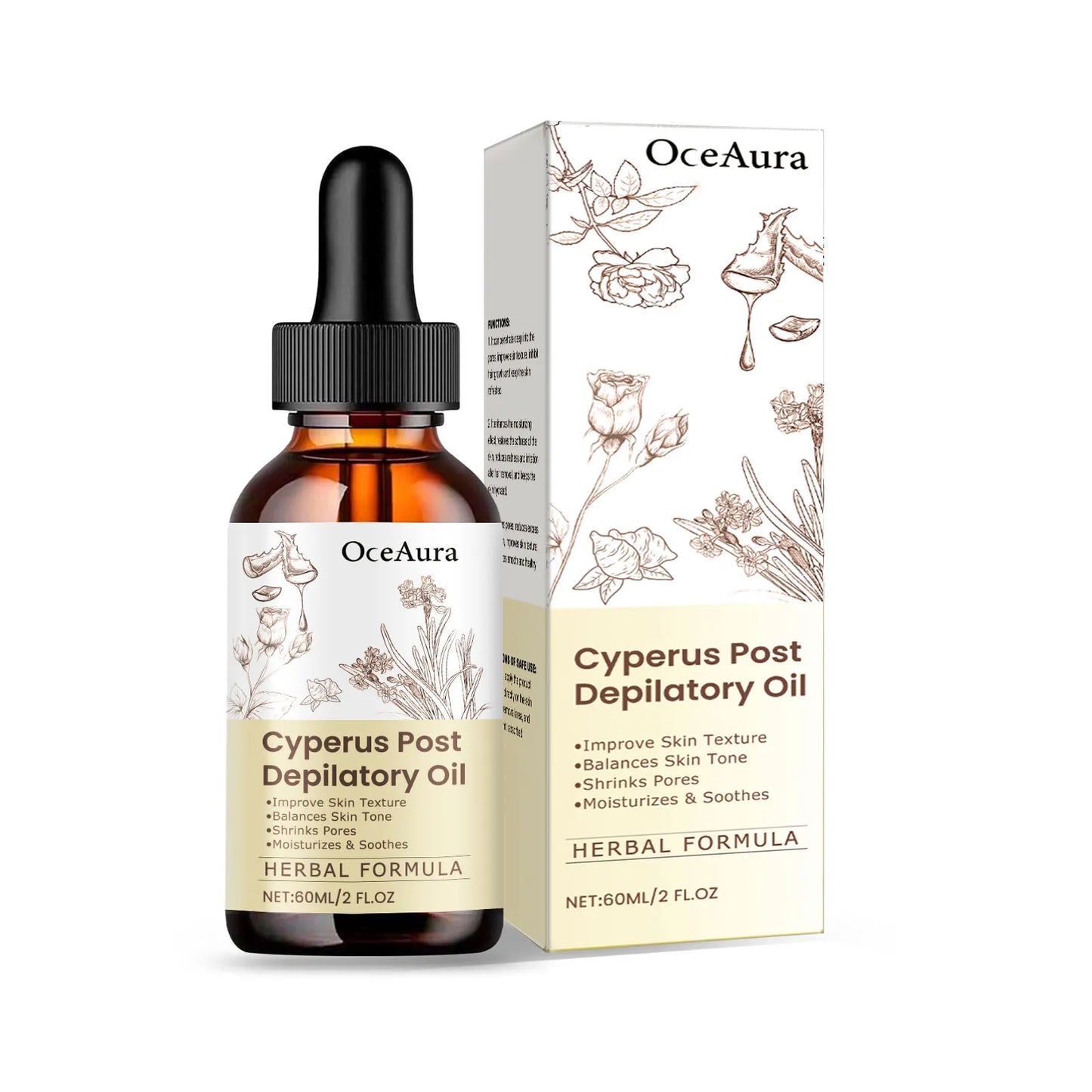 Post Hair Removal Oil - Moisturizing Skin Care Oil With Cyperus Extract For Smooth Hydrated Skin After Depilation