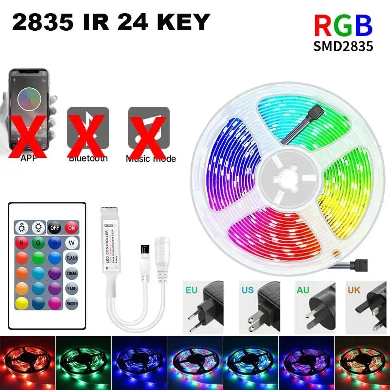 Led Strip 5 15 Meter 20M Led Strip Light Waterproof Rgb 12V 5050 2835 Ir Wifi Bluetooth Self-Adhesive Led Band Led Room Light