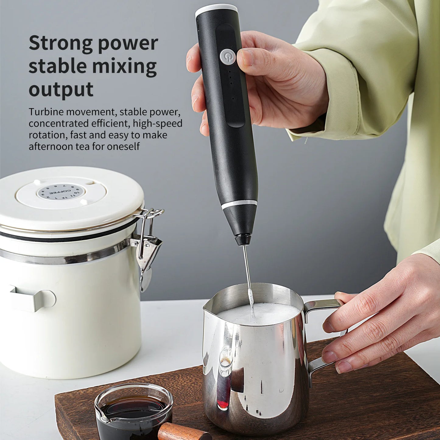 Handheld Electric Milk Foamer Coffee Milk Cover Foamer Household Mini Milk Foamer Blender Handheld Wireless Hair Beater