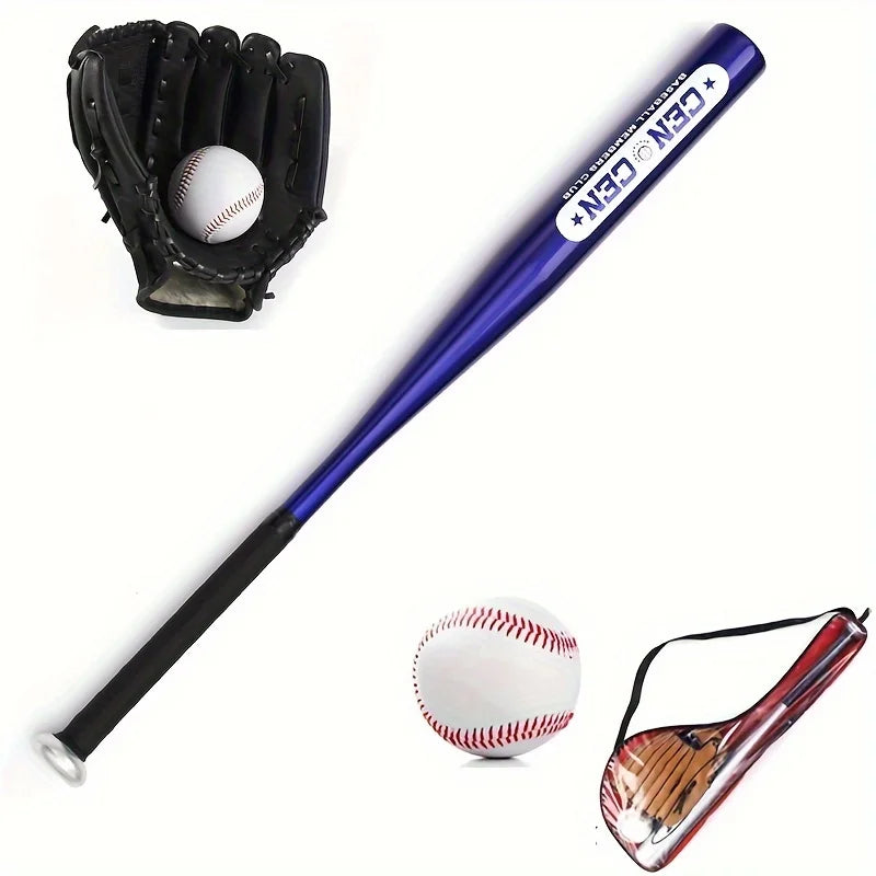 Baseball Balls Set 63.5cm Aluminum Alloy Baseball Bat PVC Baseball Glove Baseball Kit for Beginners Games and Batting Practice