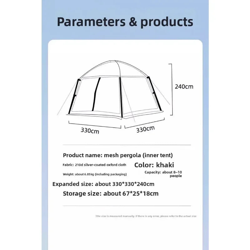 Large Outdoor Tent Canopy Sunshade Screen Gazebo Portable Mosquito Proof Camping Shelter