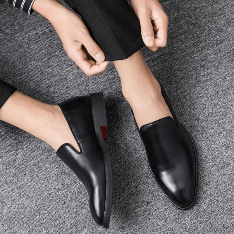 Red Sole Dress Shoes for Men Business Office Men Loafers Male Flats Driving Shoes Casual Moccasin Slip-On Wedding Leather Shoes