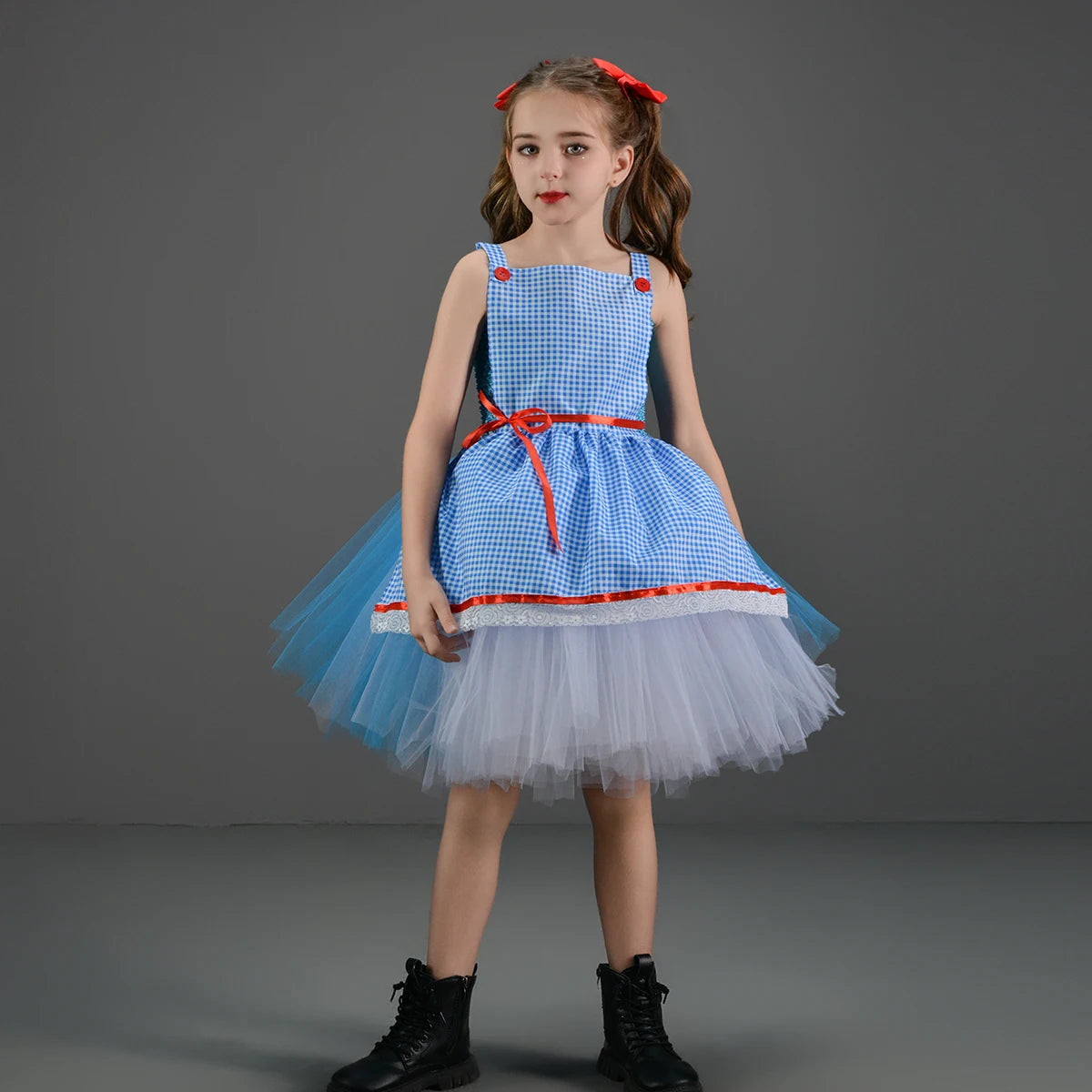 Kids Girls Halloween Costume Wizard of Oz Scarecrow Tin Man Lion Witch Princess Tutu Dress Role Play Party Stage Dress Outfit