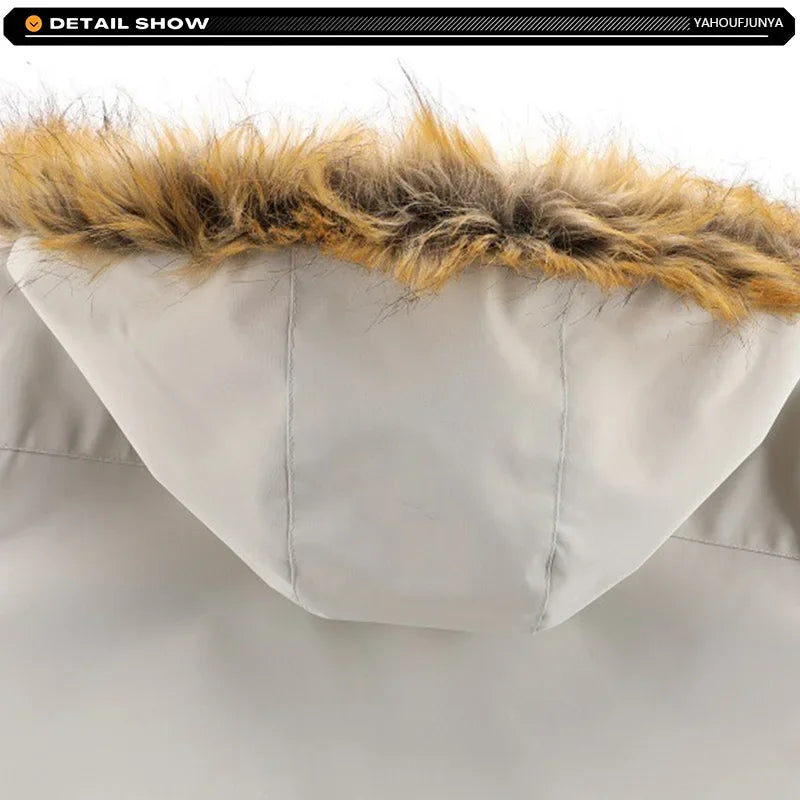 2026Winter Men Outwear Fleece Warm Removable Hooded Hiking Jacket Men Outdoor Windproof Casual Fashion Jacket Coat Male Clothing