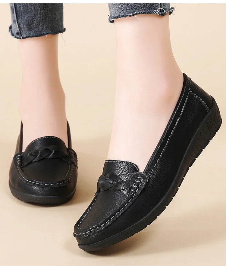 Women Shoes Soft Leather Women's Loafer 2025 New Flats Slip On Casual Shoes Flat Shoes Women White Footwear Zapatos De Mujer