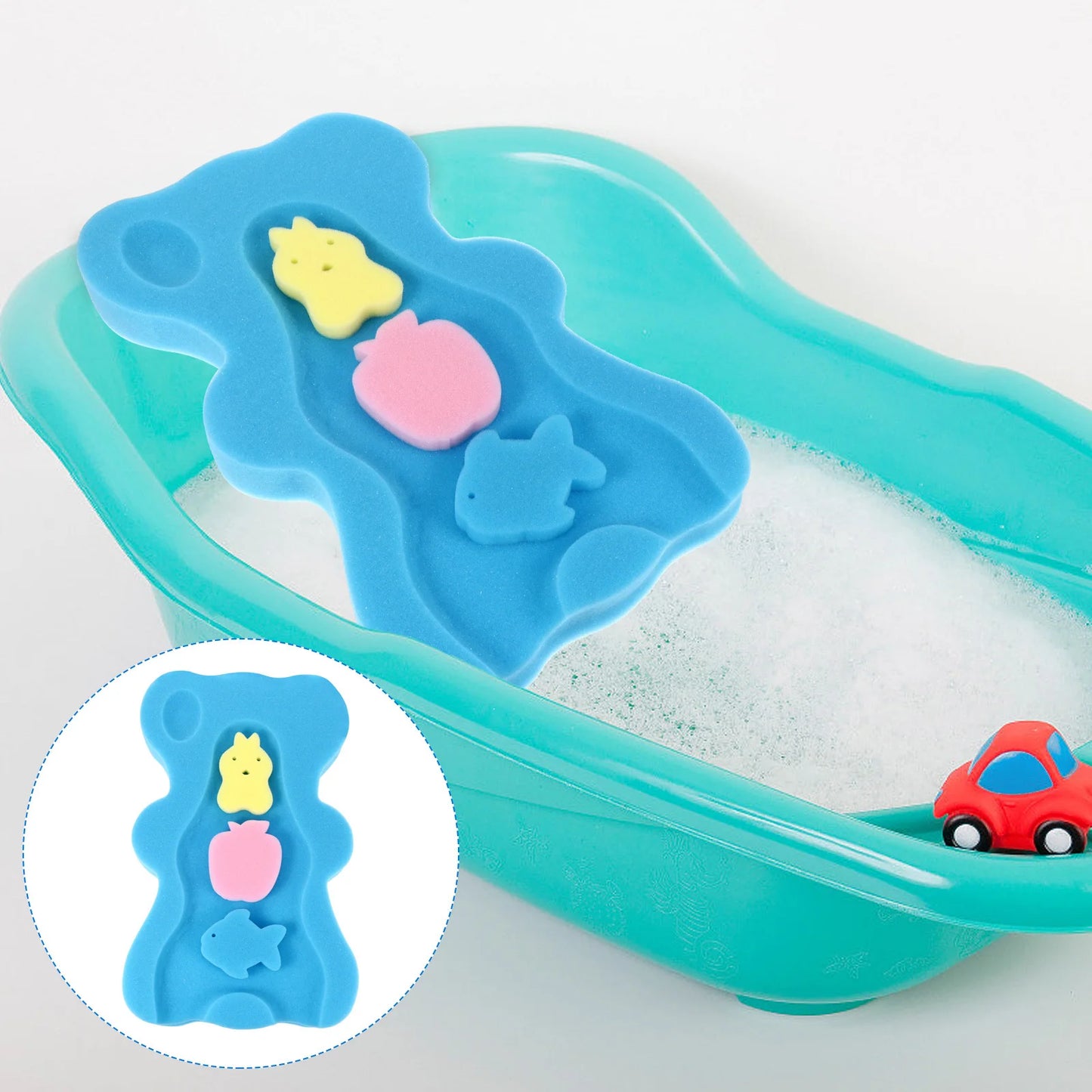 Baby Sponge Infant Bath Mat Drying Support Cushion Skid Proof Comfy Lightweight Bear Shape Design For Newborn
