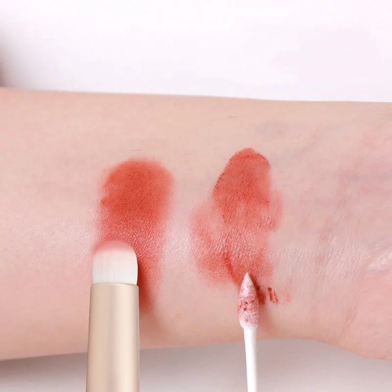 Round Head Lip Brush with Cap Lip Stain Brush Mini Portable Traveling Lipstick Brush Short Handle Professional Concealer Tools