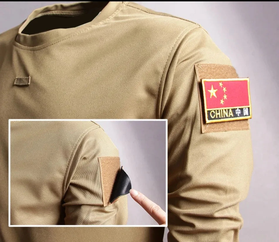 Spring Training Tactical Top Mens Elastic Wear-resistant Outdoor Sports Long Sleeved T-shirt Quick Drying Slim Round Neck Shirt