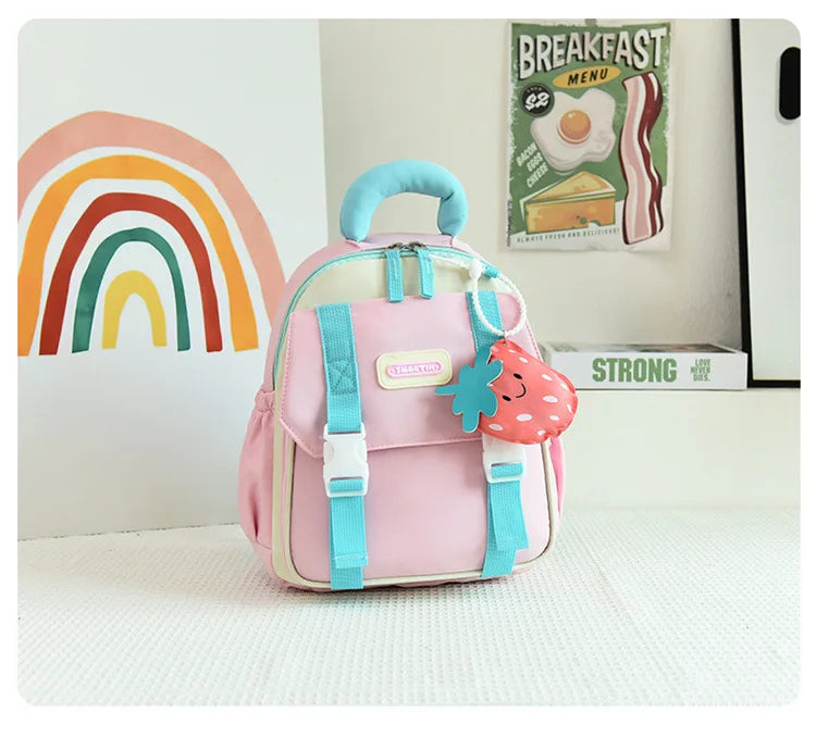 New Large-capacity Backpack Children Kindergarten Backpack Boys Girls Kids Load-reducing Color-blocking Double-shoulder Bag