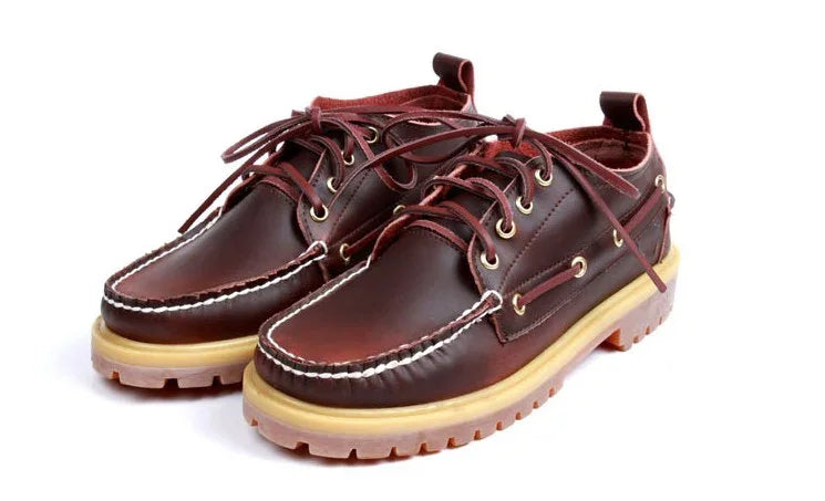 Genuine Leather Men's Casual Shoes Fashion Boat Shoes England Platform Luxury Lace up Male Loafers Driving Shoes46 Low Heel