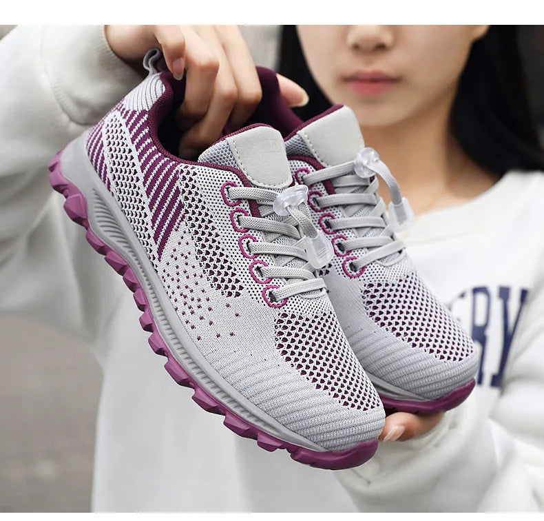 2025 Women Sneakers Fashion Platform Lace Up Casual Sports Shoes Comfortable Running Ladies Vulcanized Shoes Female Footwear