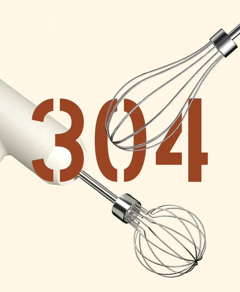 Cordless Hand Mixer One Touch Off Handheld Electric Whisk with 3 Speed Modes Hand Held Egg Beater with 2 Detachable Stir Whisks