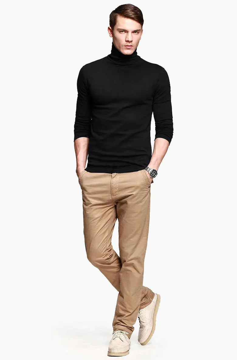 Thermal Underwear Tops Men Spring Clothes Thermal Shirt Autumn Men's Winter Tights High Neck Thin Slim Fit Long Sleeve T-shirt