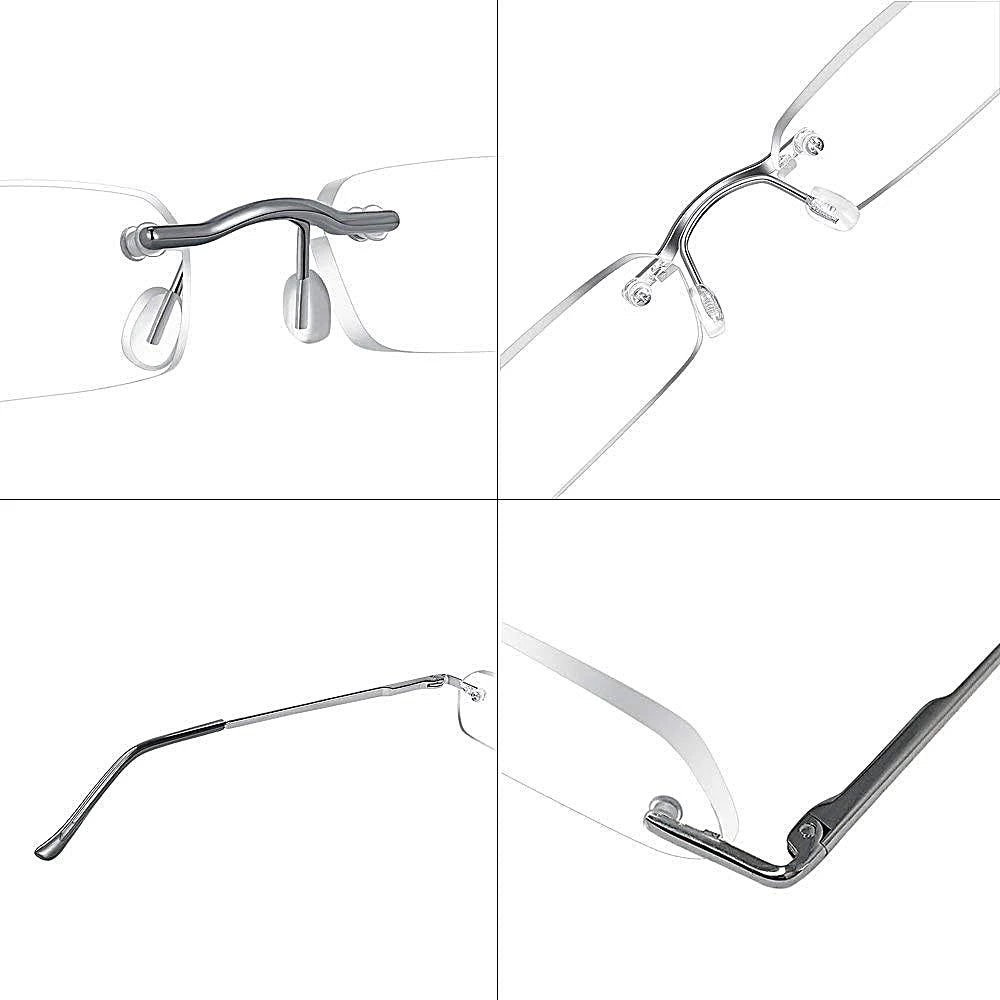 Premium Frameless Reading Glasses for Travel Spiral Metallic Tube Case Spring Hinges Lightweight for Men & Women