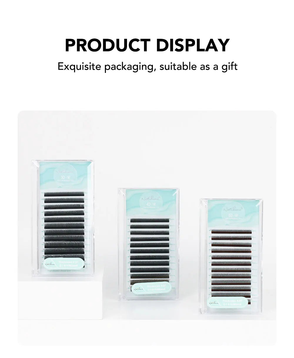 NATUHANA Camellia 3D/4D/5D W-Shape Lashes C/D/L/LU Curl Premade Fan Eyelashes Extension Soft Lightweight Eyelash For Wholesale