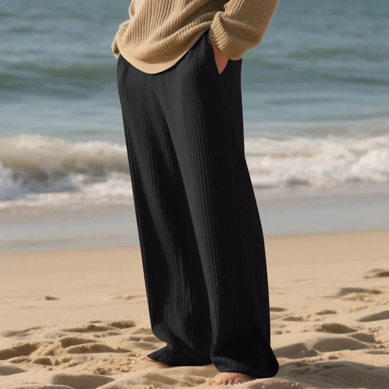 European and American Independent Station Men's Casual Trousers Loose Straight Pants Pit Strips Jacquard Wide Leg Pants