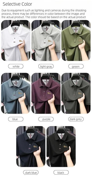 100% Pure Cotton Men's New Polo T-shirt Comfortable Breathable Cool Business Leisure Multi-scene Short Sleeve High-end Embroider