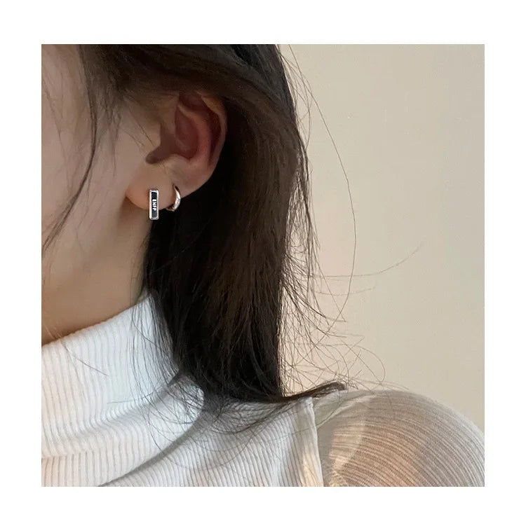 Sterling Silver Earrings Sophisticated Personality High End Exquisite Simple Elegant Letter Shaped Ear Accessories for Women