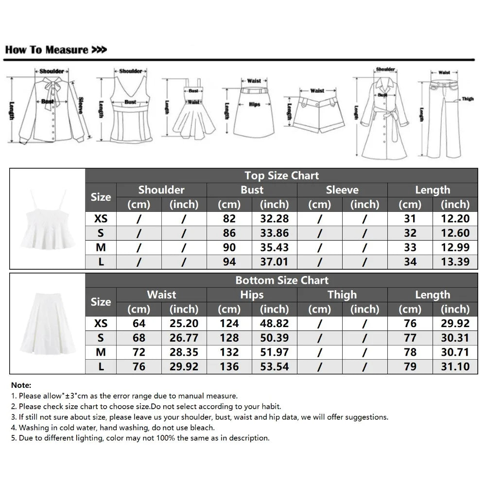 Women Summer Vacation Co Ord Outfits Elegant White Embroidered 2 Piece Set Cropped Top with Thin Straps Matching Cape Midi Skirt