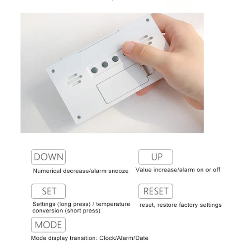 LED Thermometer Thermo-Hygrometer Multifunction Electronic Temperature Humidity Meter Weather Station for Home With Alarm Clock