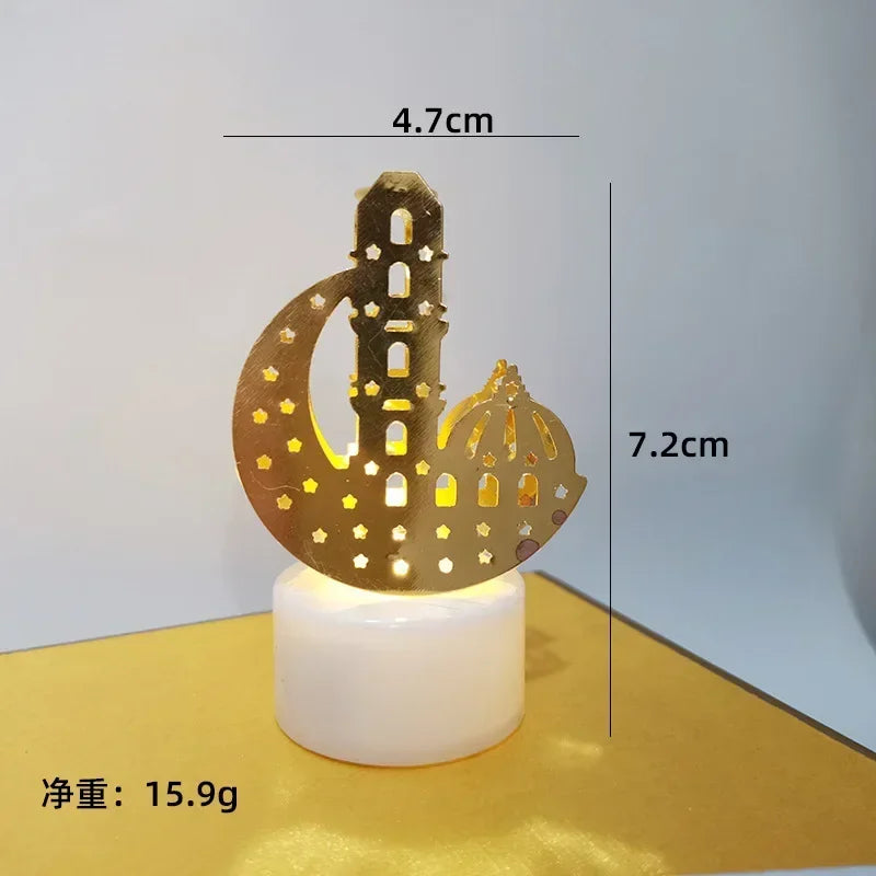 Ramadan Decoration Eid Mubarak Iron Candle LED Light Ornament Islam Muslim House Party Decoration Gift Not Include Battery