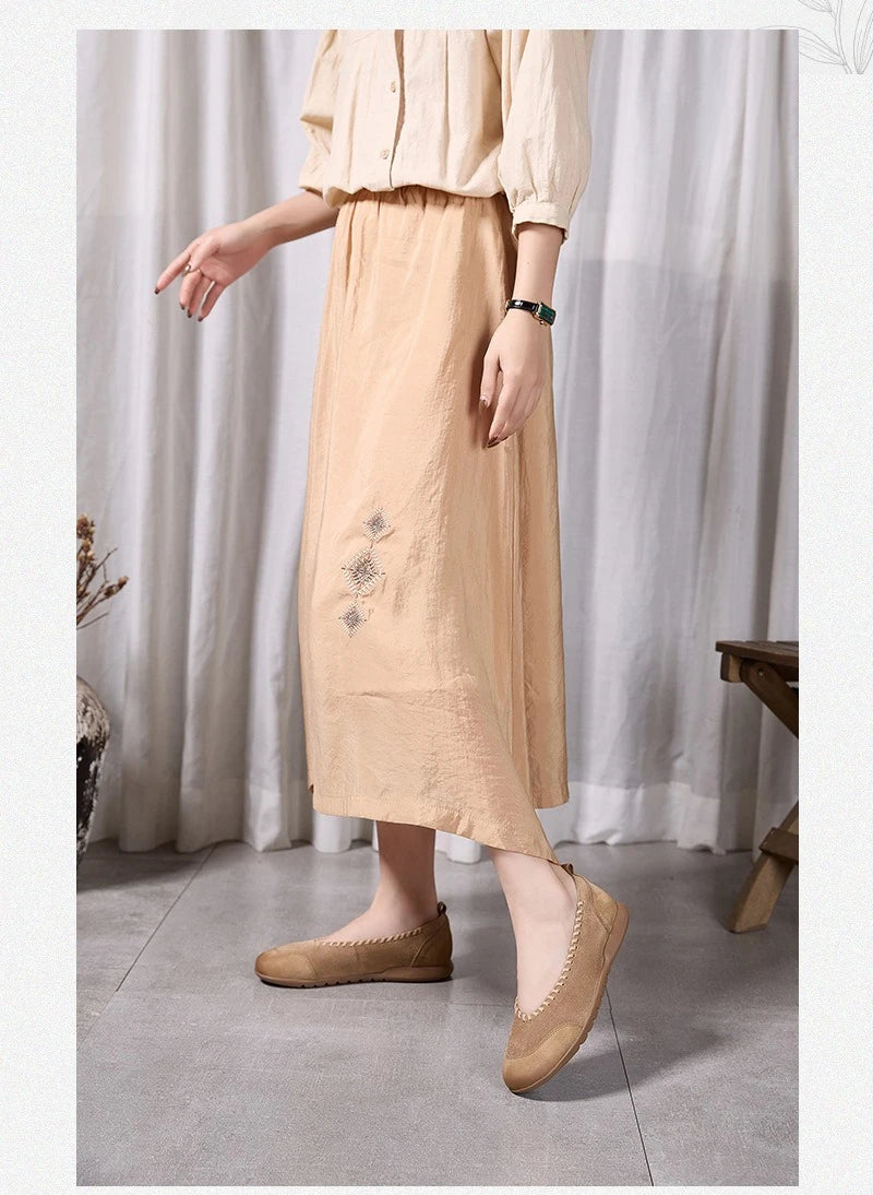 Women's Flat Shoes - 2026 New Style Leather Casual Fashion Single Shoes - Women's Wide-Toe Comfortable Mom Shoes Loafers Women