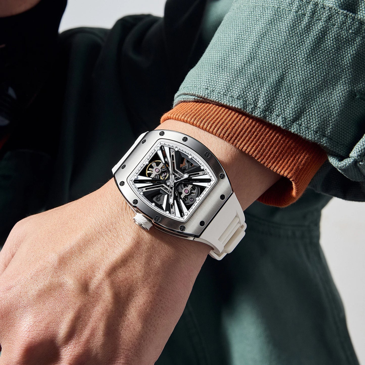 Watch for Men Skeleton Mechanical Sports Watches Men's Luminous Waterproof Automatic Wristwatch Steel Case Relogio Masculino