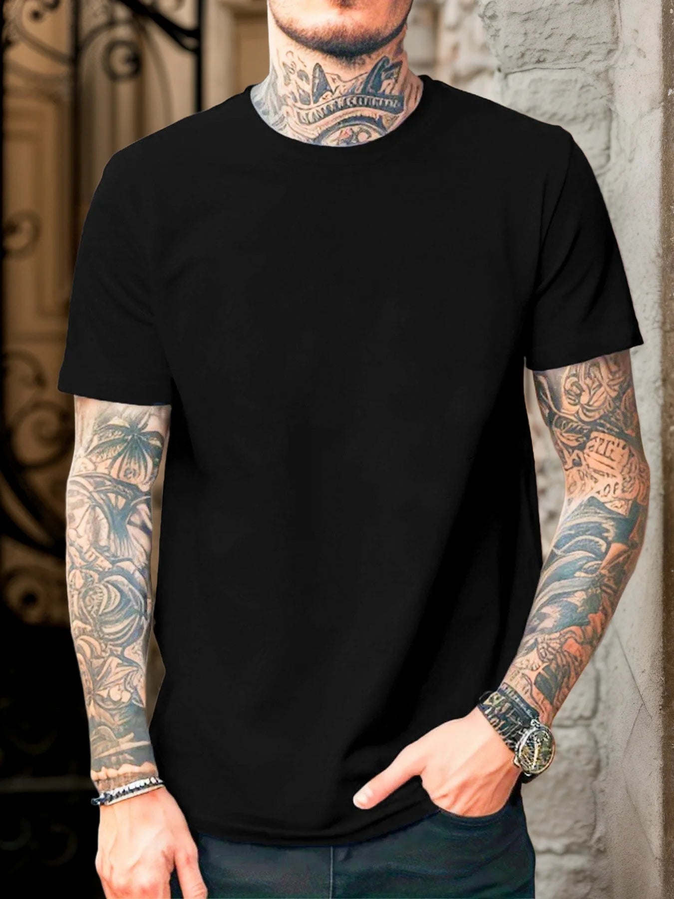 Men Pure Cotton Short Sleeve T Shirt Breathable 100% Cotton 3D Stereoscopic Cutting Casual Daily Wear Soft Comfortable Tees