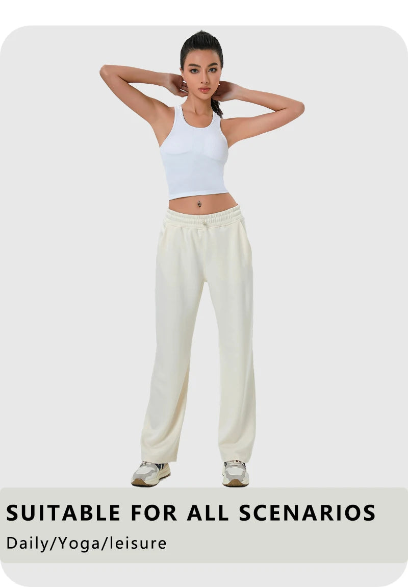 Butt Lift Wide Jogging Pilates Straight Yoga Pant Push Up Sports Trousers Fitness Training Wear High Waist Baggy Pants for Women