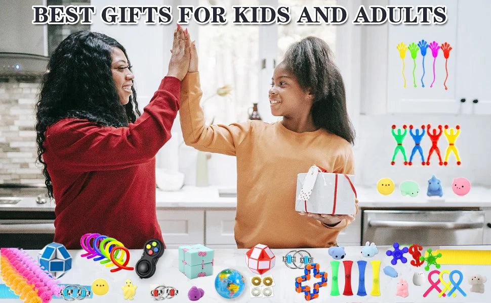 120Pcs Fidget Toys Set Autism ADHD Sensory Toy Bulk Fidgets for Classroom Squishy Toy Party Favors for Adults Kids Boys Girls